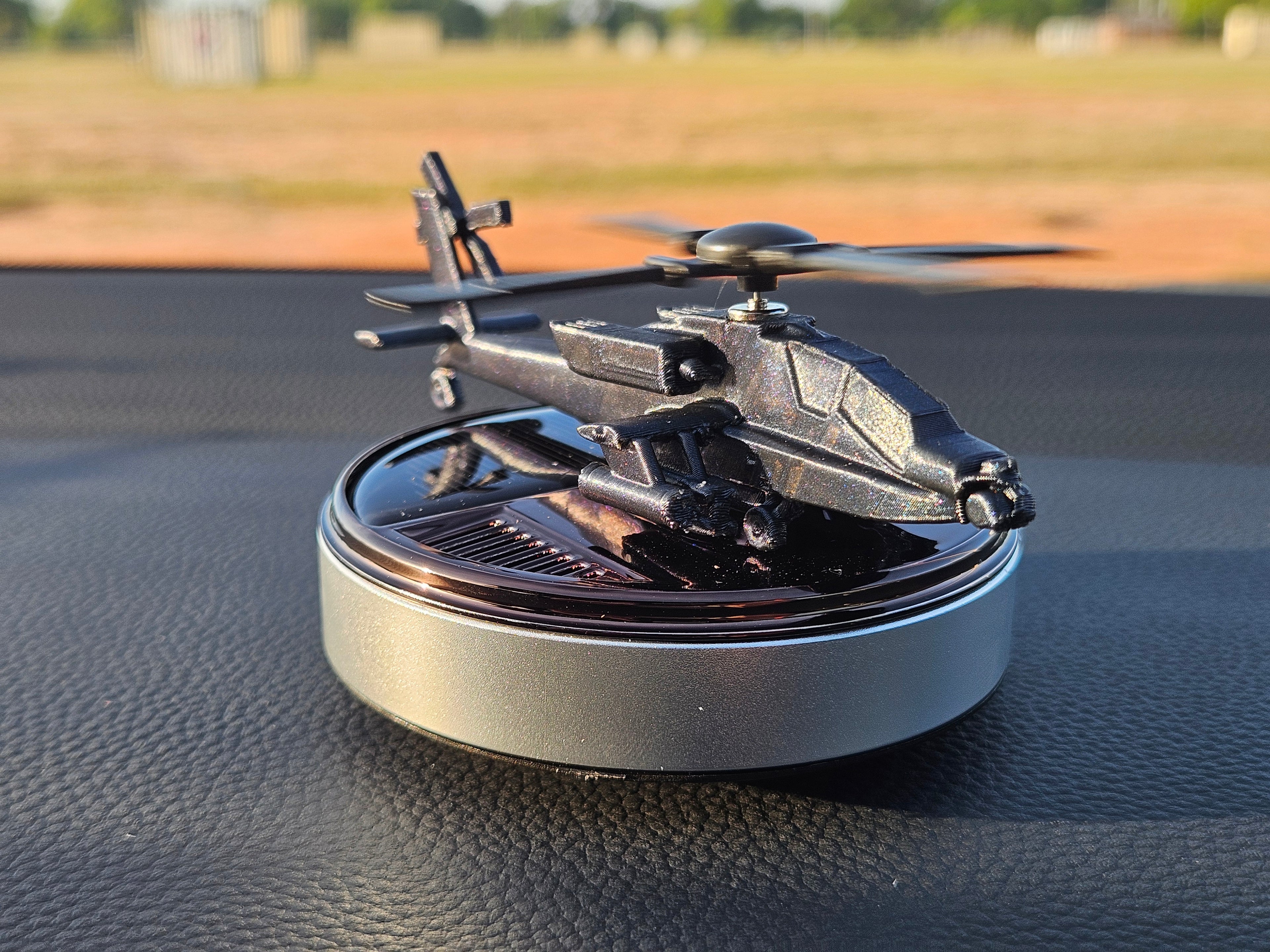 Solar Powered Helicopter Car Air Freshener - Apache