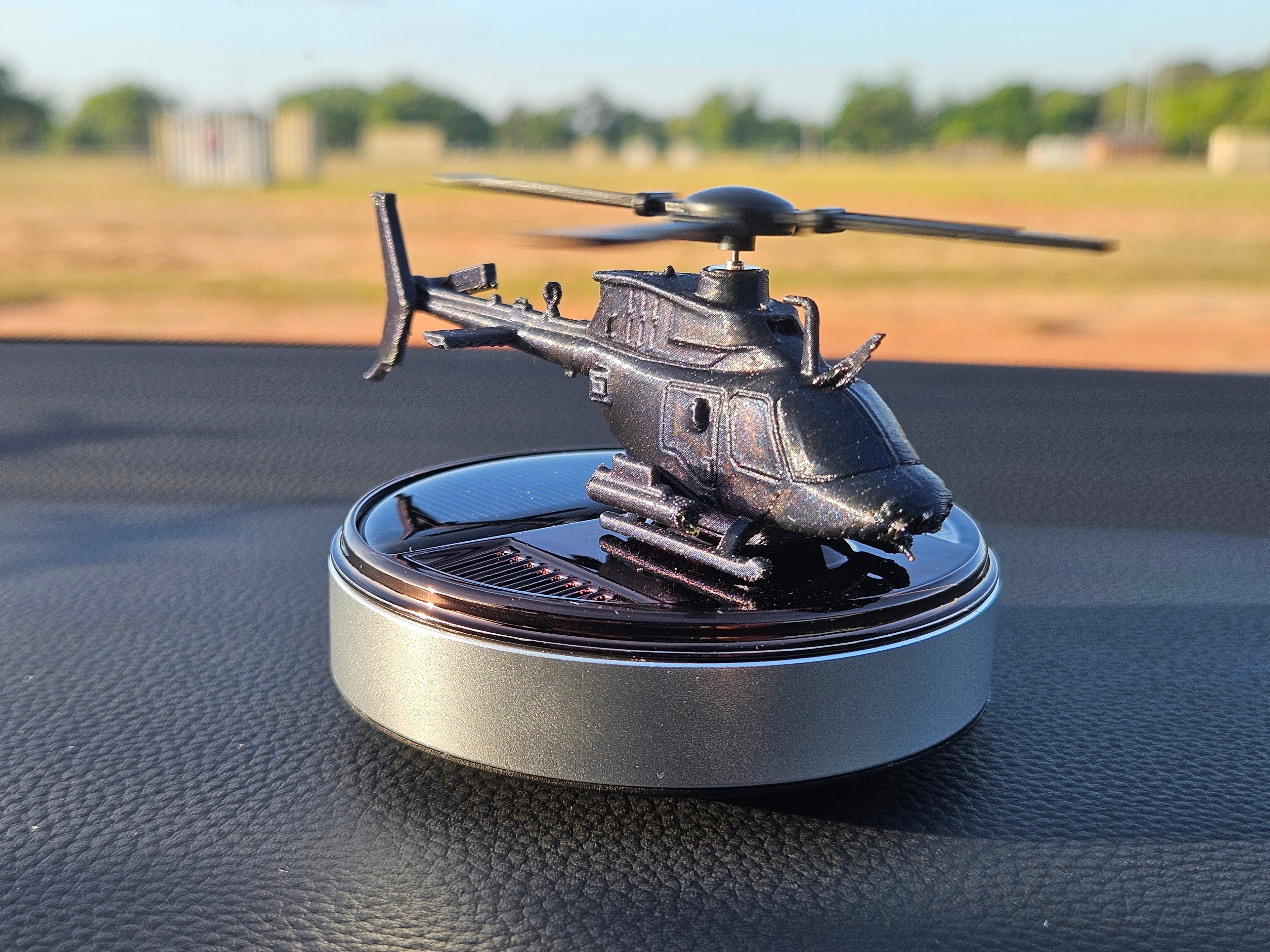 Solar Powered Helicopter Car Air Freshener - Kiowa